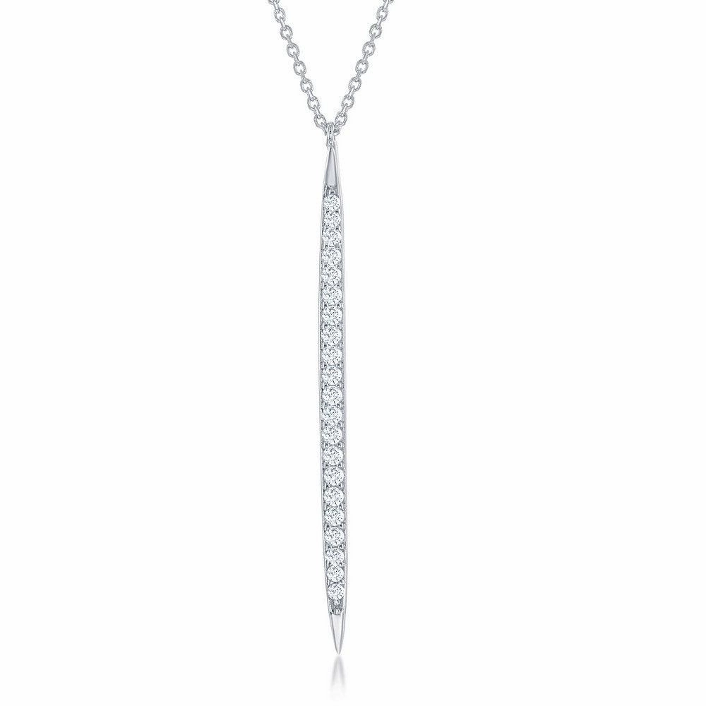 Sterling Silver CZ Vertical Bar Necklace