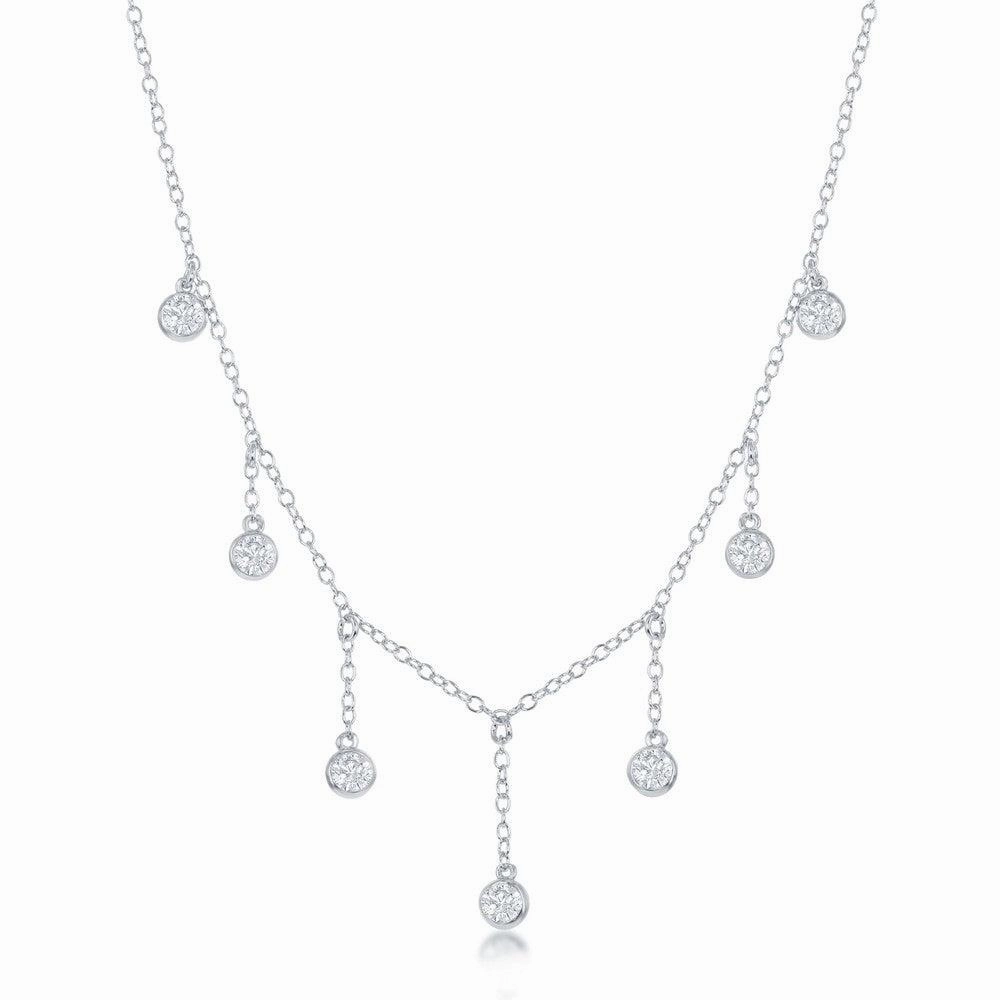 Sterling Silver Dangling Bezel-Set Cubic Zirconia's Necklace