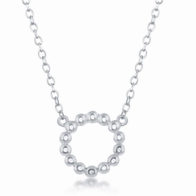 Sterling Silver Designed Open Circle Necklace