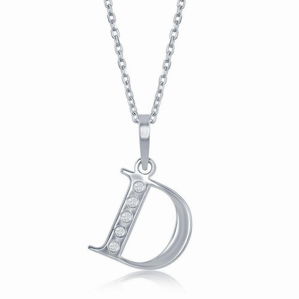 Sterling Silver Diamond "D" Initial Pendant Chain