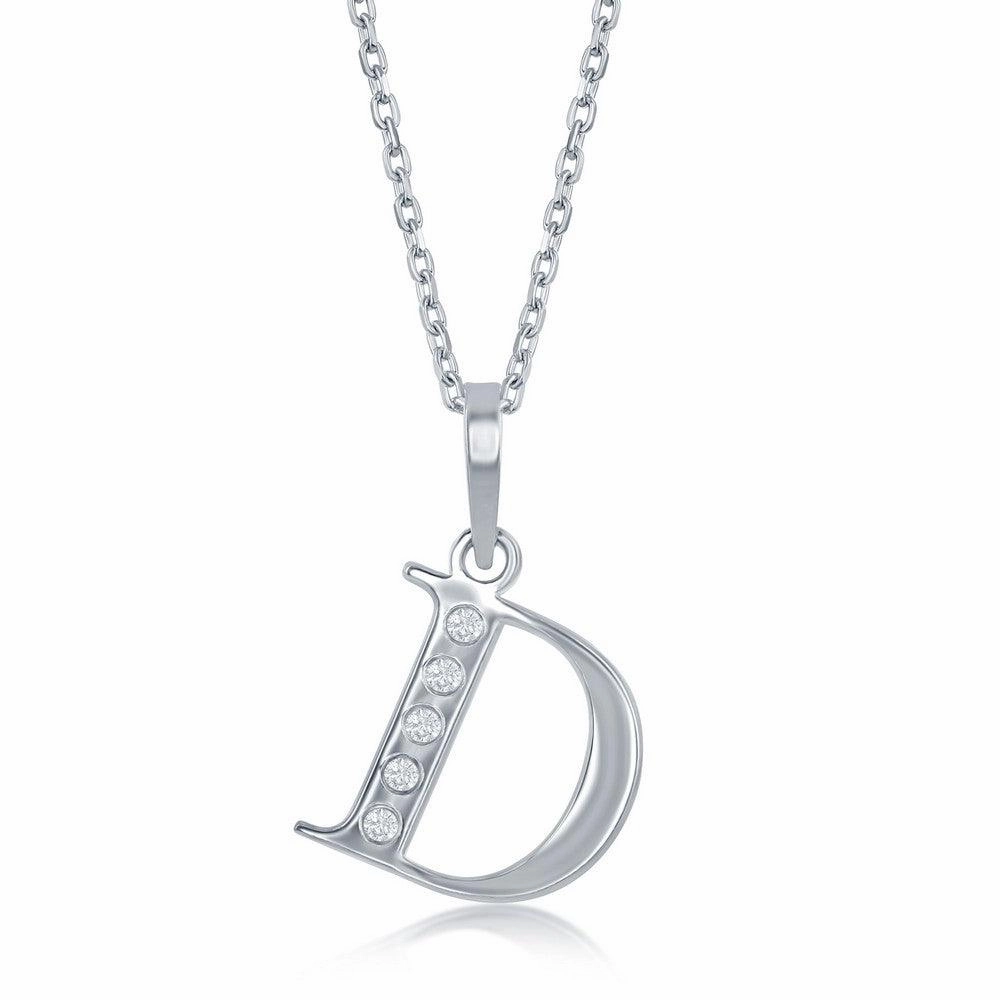 Sterling Silver Diamond "D" Initial Pendant Chain