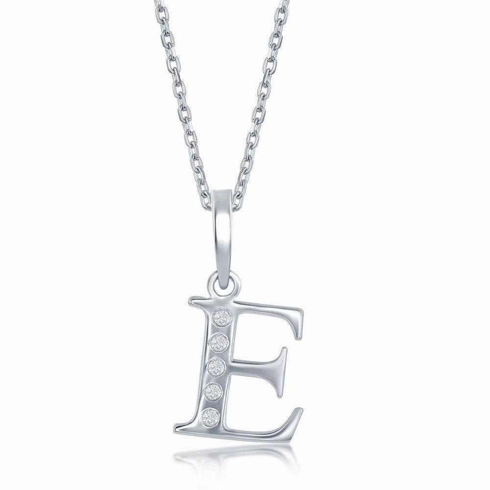 Sterling Silver Diamond "E" Initial Pendant Chain