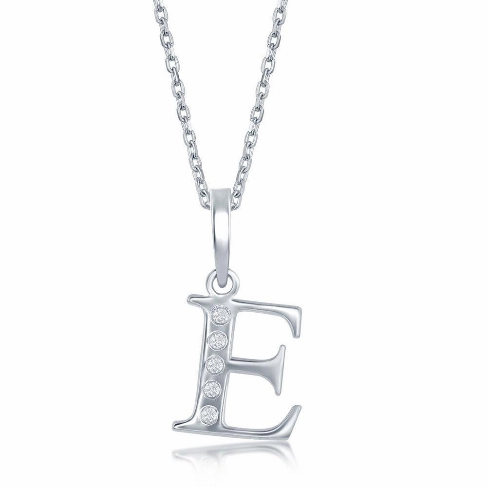 Sterling Silver Diamond "E" Initial Pendant Chain