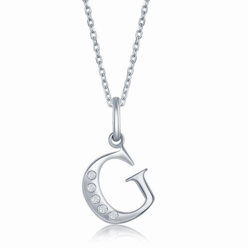 Sterling Silver Diamond "G" Initial Pendant Chain