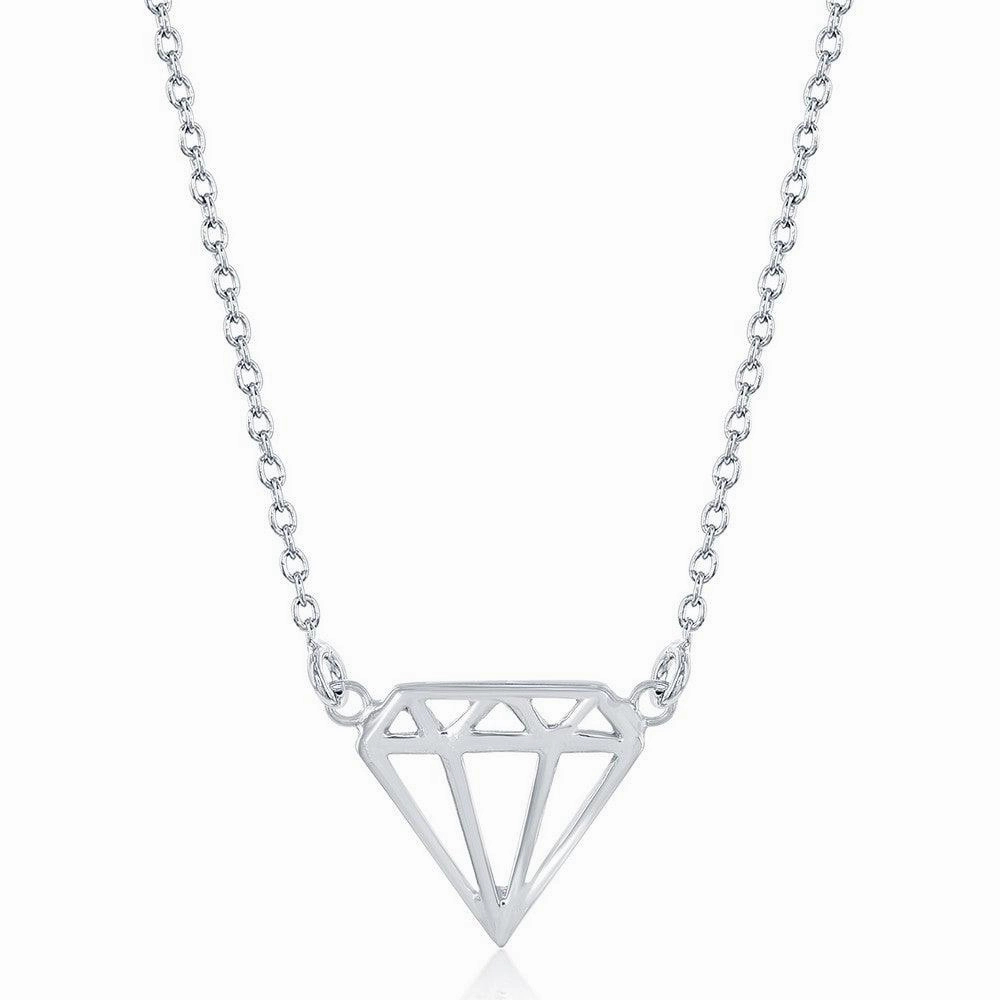 Sterling Silver Diamond Shaped Necklace