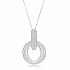 Sterling Silver Door-Knocker Pave Pendant Chain