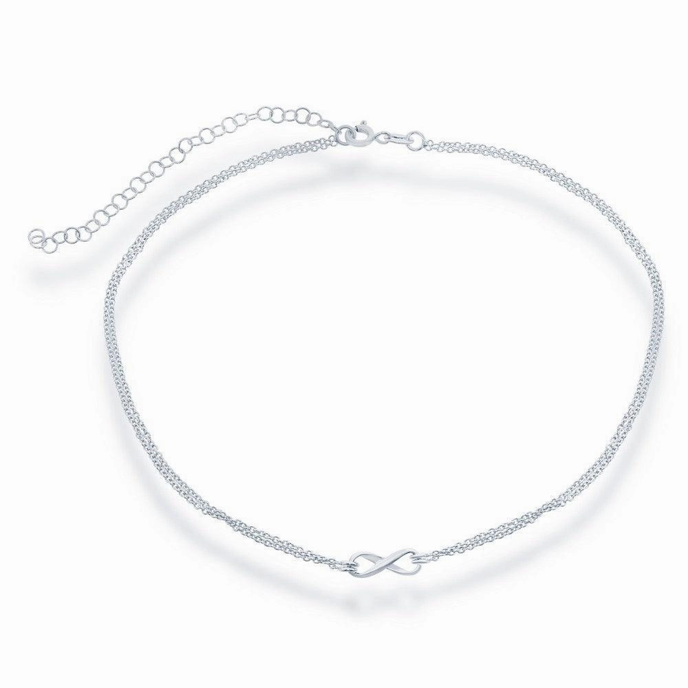 Sterling Silver Double Strand Infinity Choker Necklace
