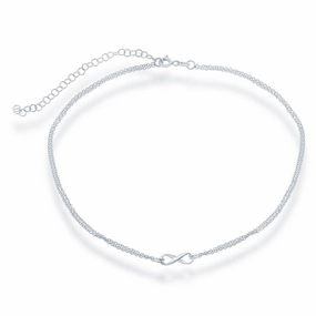 Sterling Silver Double Strand Infinity Choker Necklace