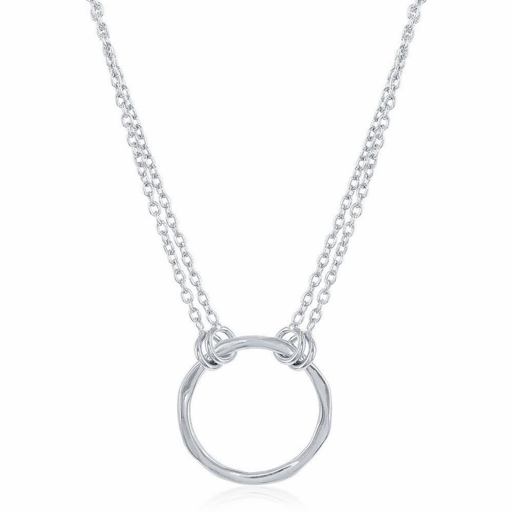 Sterling Silver Double Strand Open Circle Necklace