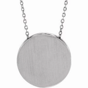 Sterling Silver Engravable Disc 16-18" Necklace
