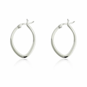 Sterling Silver Flat Oval Hoop Earrings