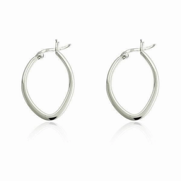 Sterling Silver Flat Oval Hoop Earrings