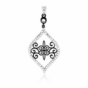 Sterling Silver Fleur De Lis Swirl Inside Pendant
