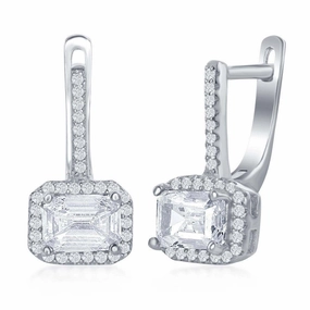 Sterling Silver Four Prong White CZ Earrings