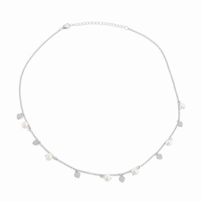 Sterling Silver FWP and Shiny Hearts Necklace
