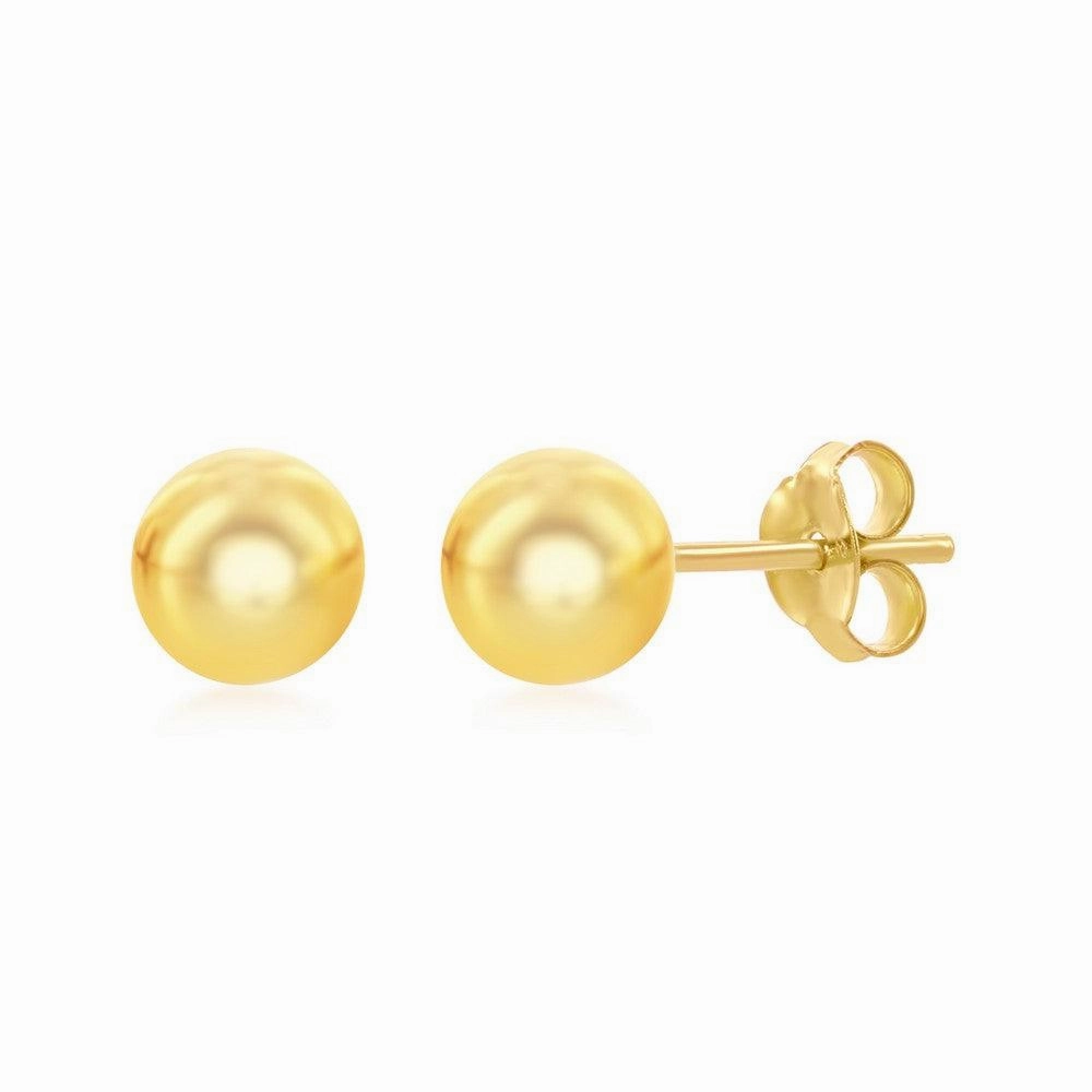 Sterling Silver Gold 6mm Bead Earrings