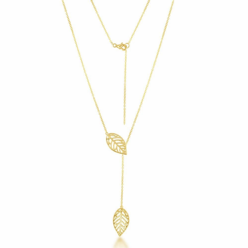 Sterling Silver Gold Leaf Hanging Chain Necklace