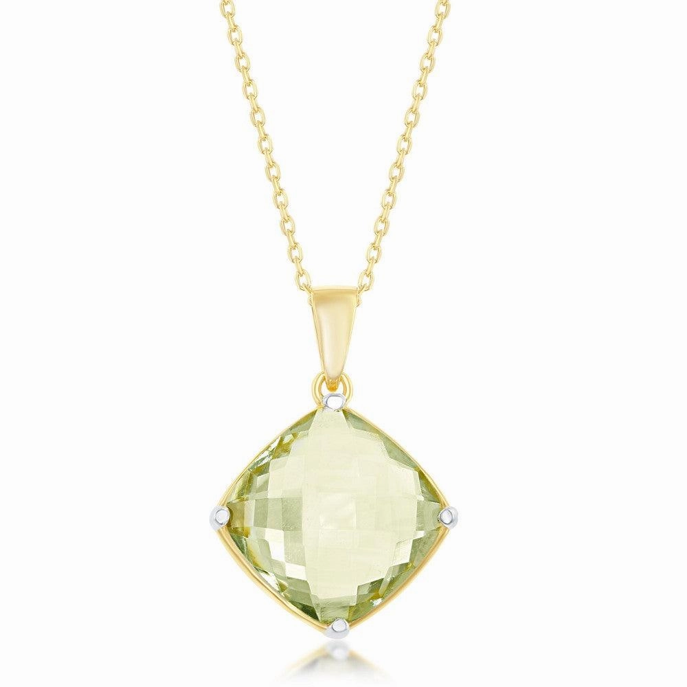 Sterling Silver Gold Plated 7.22cttw Green Amethyst Necklace