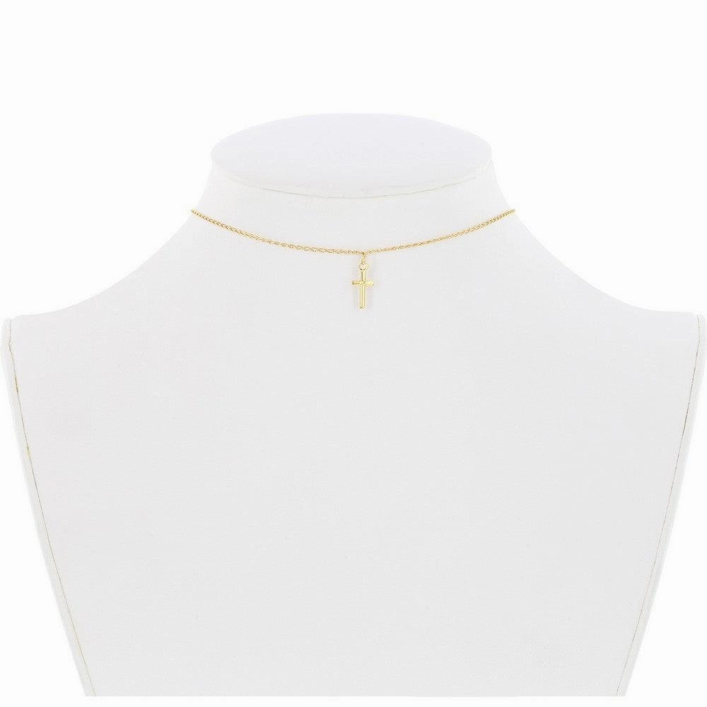 Sterling Silver Gold Plated Center Cross Choker Necklace