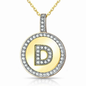 Sterling Silver Gold Plated Circle "D" Pendant with Chain