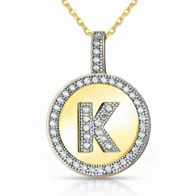 Sterling Silver Gold Plated Circle "K" Pendant with Chain