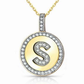 Sterling Silver Gold Plated Circle "S" Pendant with Chain