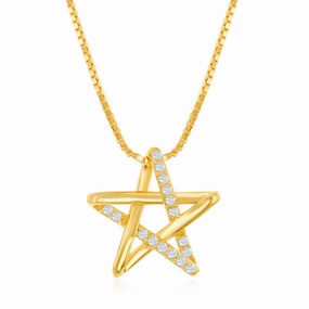 Sterling Silver Gold Plated Cubic Zirconia Star Necklace