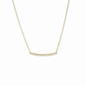 Sterling Silver Gold Plated CZ Curved Bar Necklace