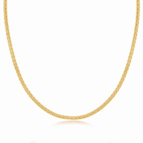 Sterling Silver Gold Plated Diamond-Cut Wire Design Necklace