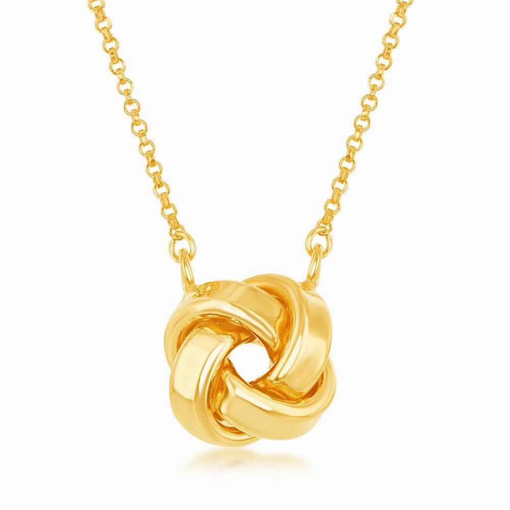 Sterling Silver Gold Plated Love Knot Design Necklace
