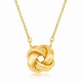 Sterling Silver Gold Plated Love Knot Design Necklace