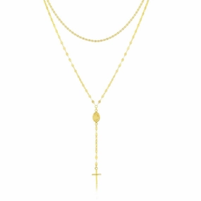 Sterling Silver Gold Plated Mirror and Mariner Rosary Chain