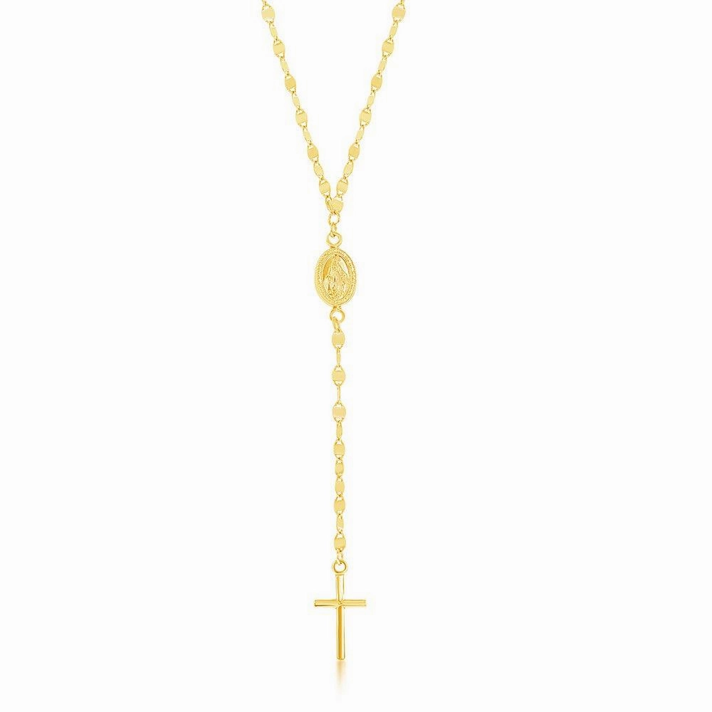 Sterling Silver Gold Plated Mirror and Mariner Rosary Chain