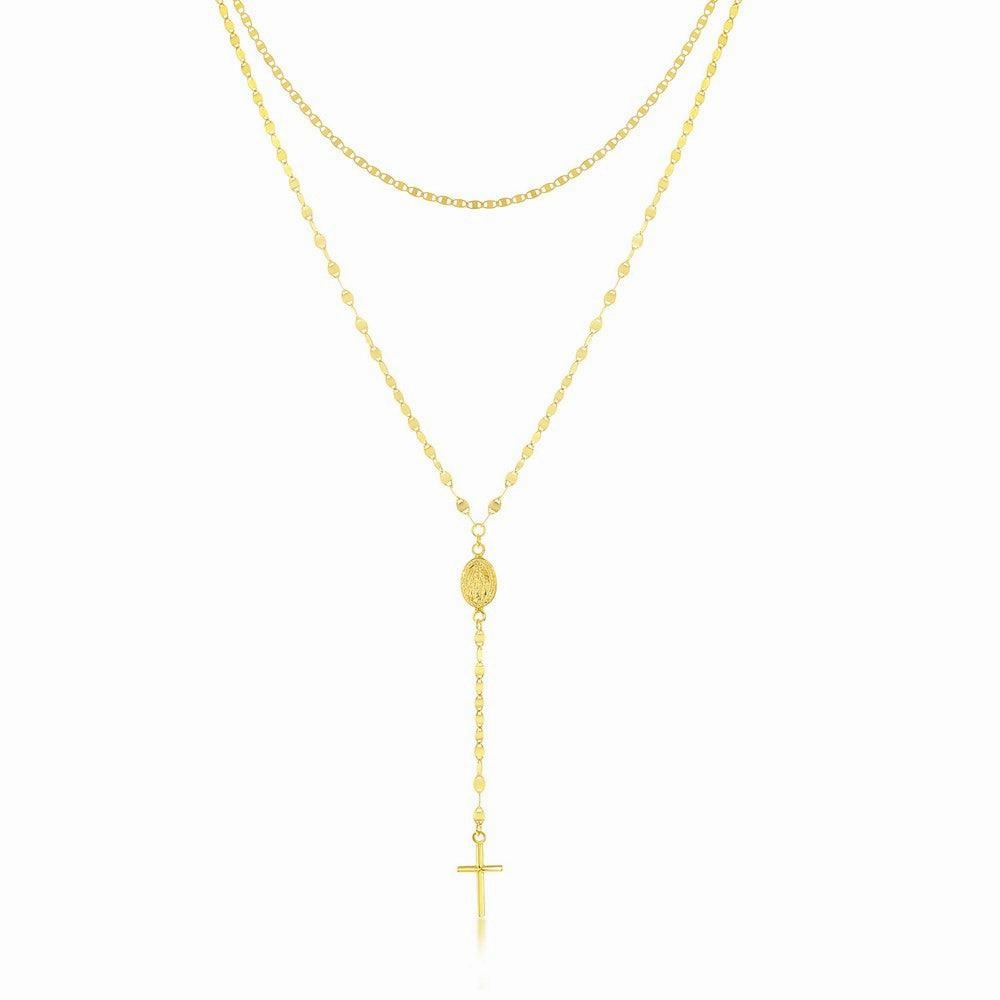 Sterling Silver Gold Plated Mirror and Mariner Rosary Chain