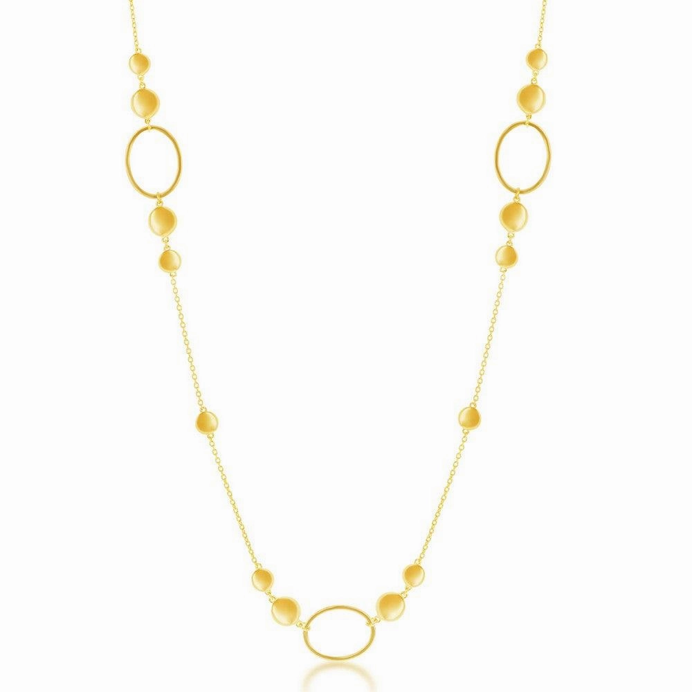 Sterling Silver Gold Plated Open Ovals Flat Discs Necklace