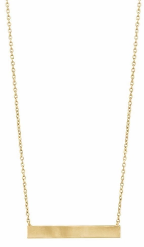 Sterling Silver Gold Plated Plain Sideways Bar Necklace