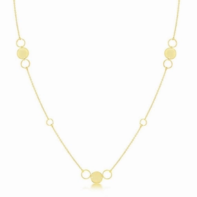 Sterling Silver Gold Plated Polished Open Disc Necklace