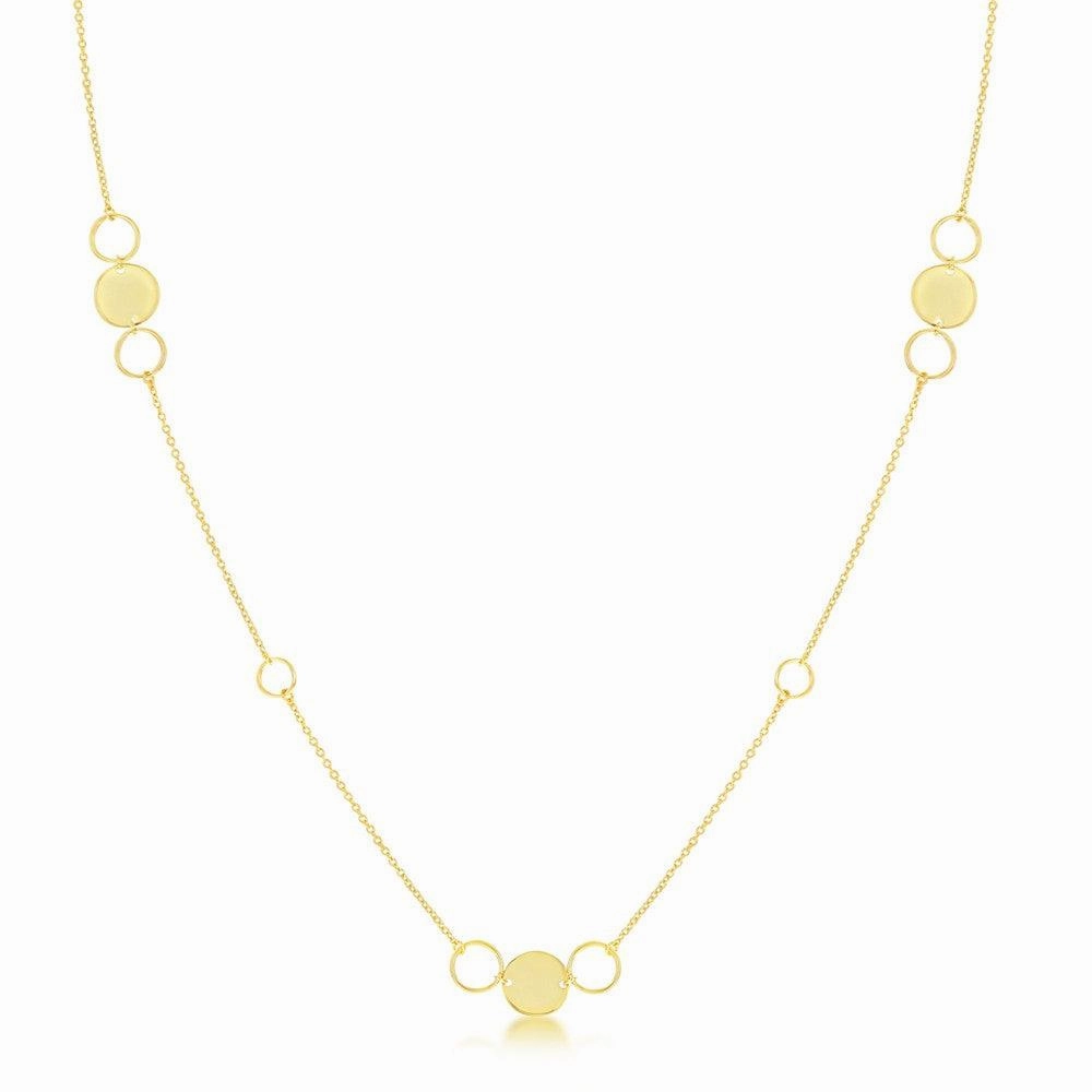 Sterling Silver Gold Plated Polished Open Disc Necklace