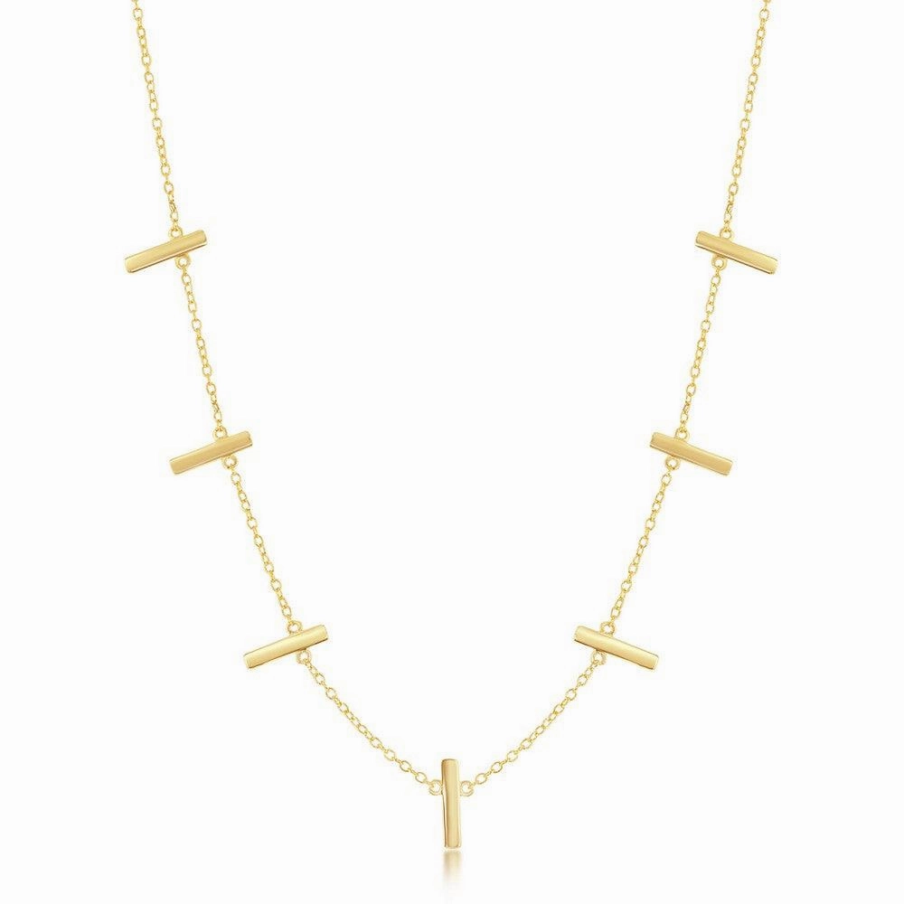 Sterling Silver Gold Plated Verticle Bars Necklace