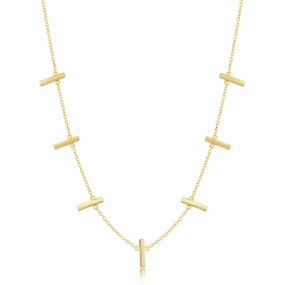 Sterling Silver Gold Plated Verticle Bars Necklace