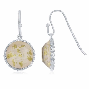 Sterling Silver Gold Specs Doublet MOP Earrings