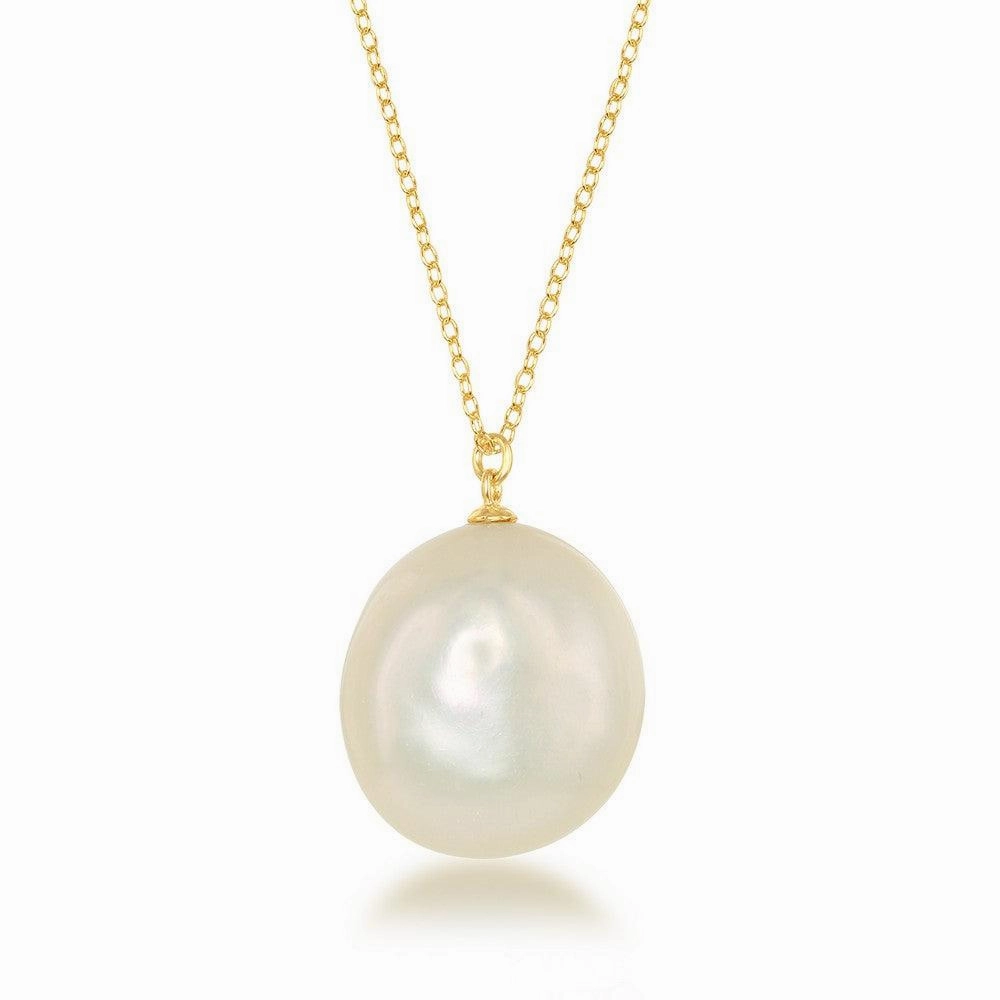 Sterling Silver GP Large Freshwater Baroque Pearl Necklace