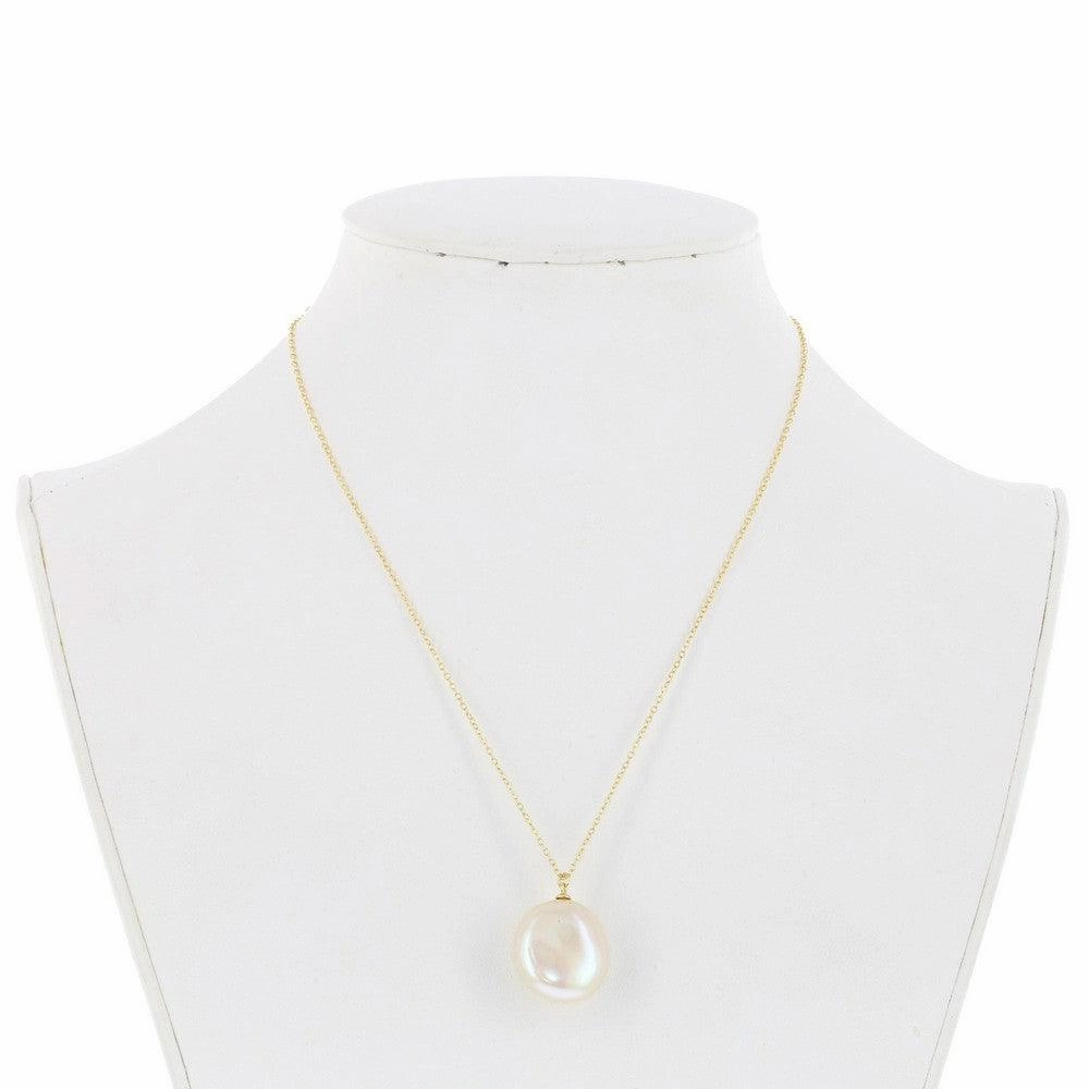 Sterling Silver GP Large Freshwater Baroque Pearl Necklace