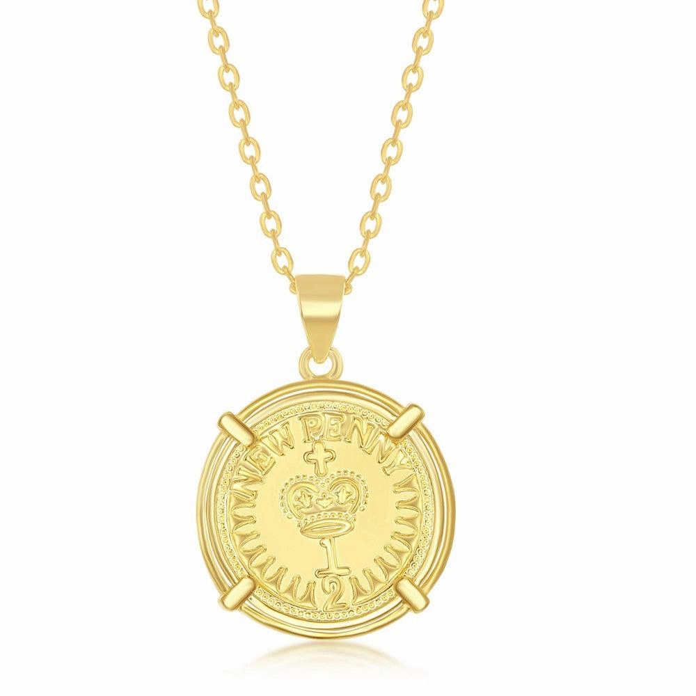 Sterling Silver GP Queen Elizabeth Coin-Style Necklace