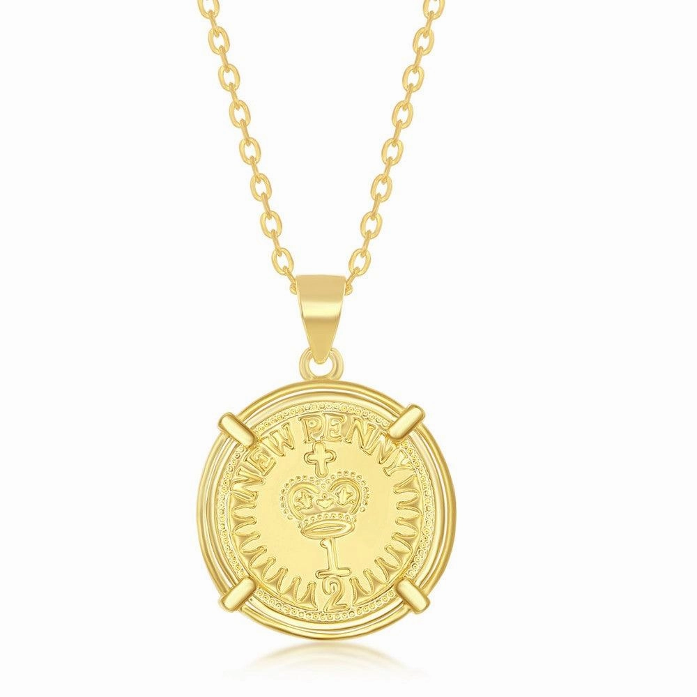 Sterling Silver GP Queen Elizabeth Coin-Style Necklace