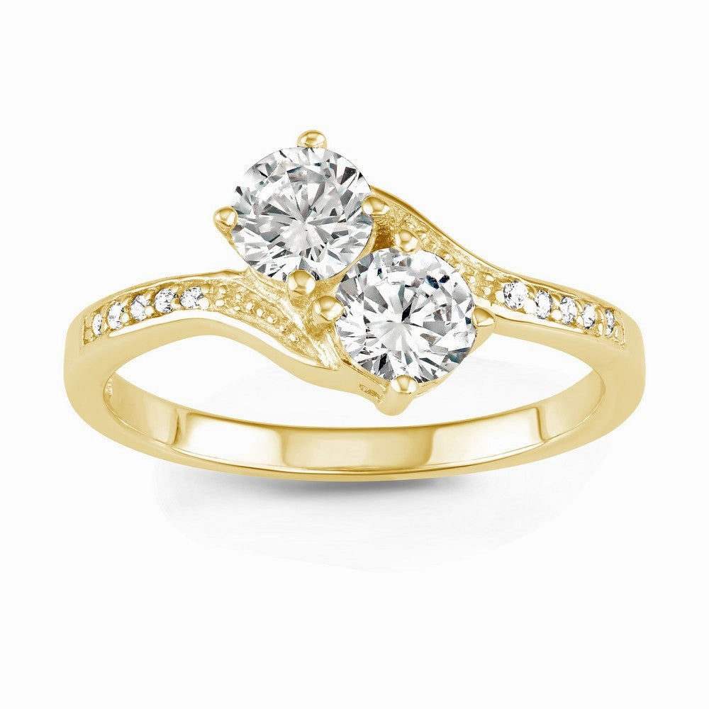 Sterling Silver GP Us2gether Round Two-Stone CZ Ring - W-1668