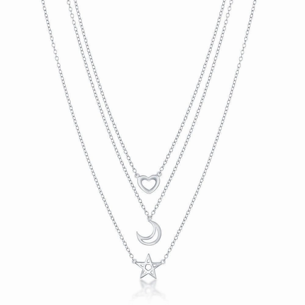 Sterling Silver Graduating Triple Strand Necklace