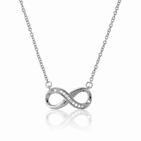 Sterling Silver Half White Topaz Infinity Necklace