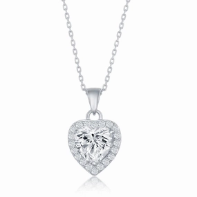 Sterling Silver Heart CZ Pendant
