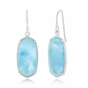 Sterling Silver Hexagon Larimar Dangle Earrings
